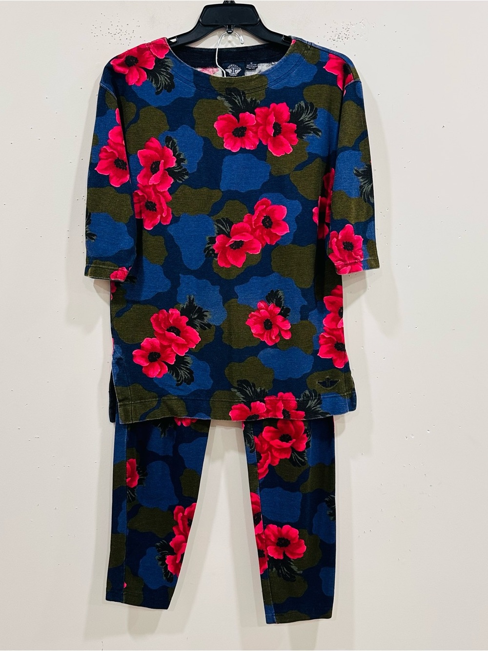 Vintage 90s Dockers Floral Camo Crewneck Top & Leggings Co-ord Set Women's M